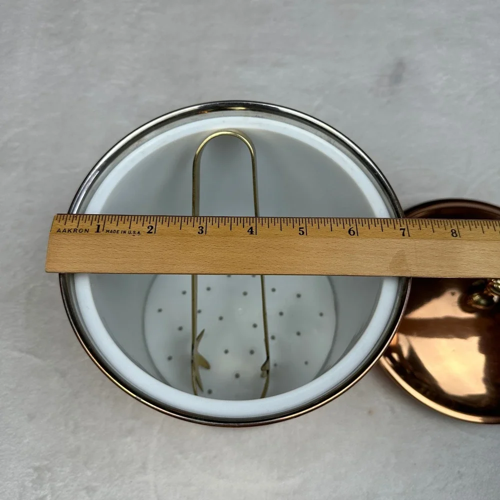 Vintage Copper‎ Ice Bucket with Tongs and Lid Barware Serving